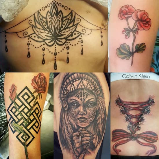 A selection of feminine tattoos