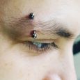 A brand new eyebrow piercing