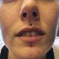 A vertical labret with an already existing medusa
