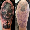 A skull and graveyard as a cover up