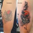 Old tattoo covered by abstract asian styled dragon