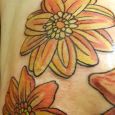 Orange flowers in retro style