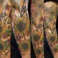 A 3/4 sleeve with colorful flowers