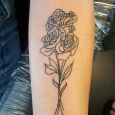 The outline of three roses
