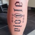 An ambigram on calf made of names