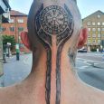 A viking inspired head tattoo