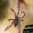 A realistic spider on a woman's neck